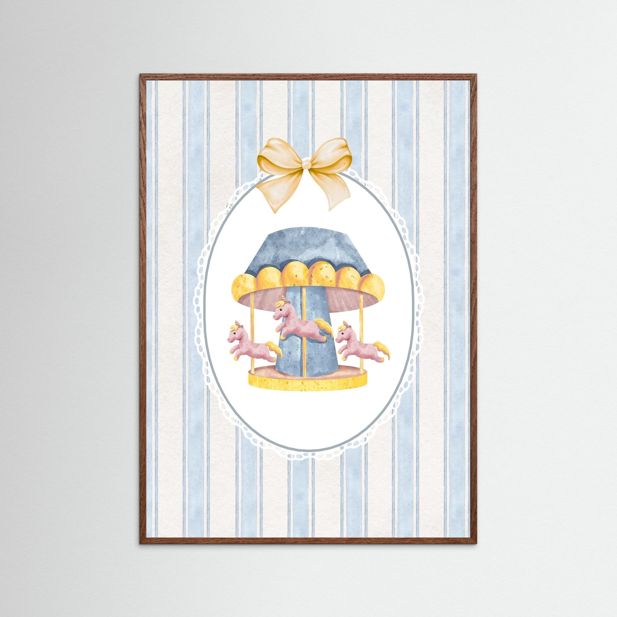 Merry-Go-Round Art Print | Children's Room &amp; Nursery Wall Art Oak Dark