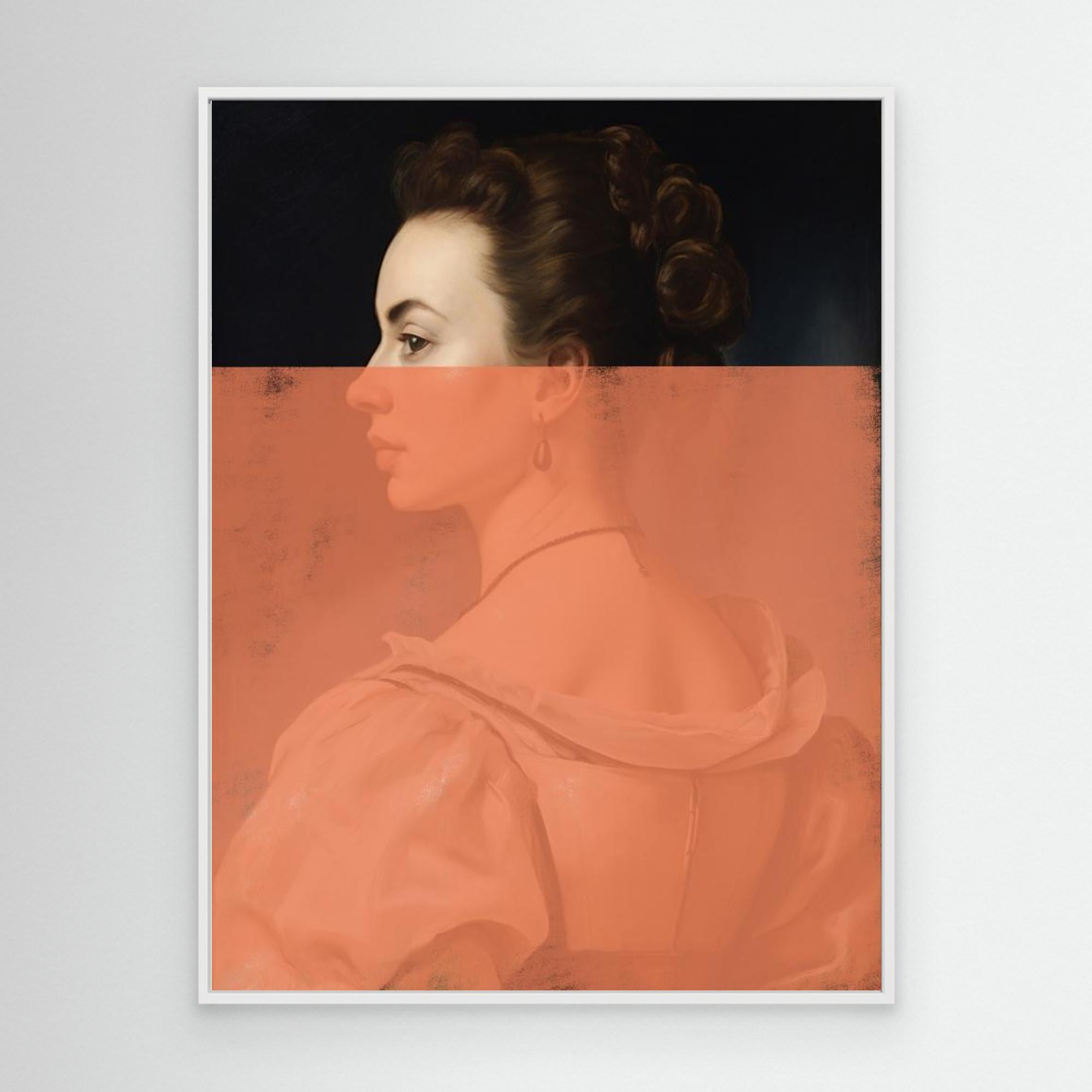 Altered Portrait of Woman Orange Modern Art by The Art Concept White