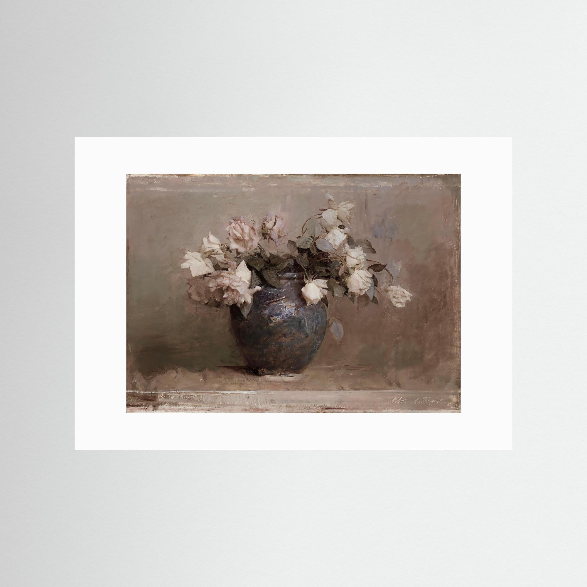 Vase of Roses Fine Art Print No Frame White