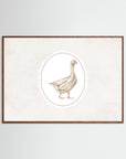 Neutral Goose Art Print | Vintage Farmhouse Wall Art Oak Dark