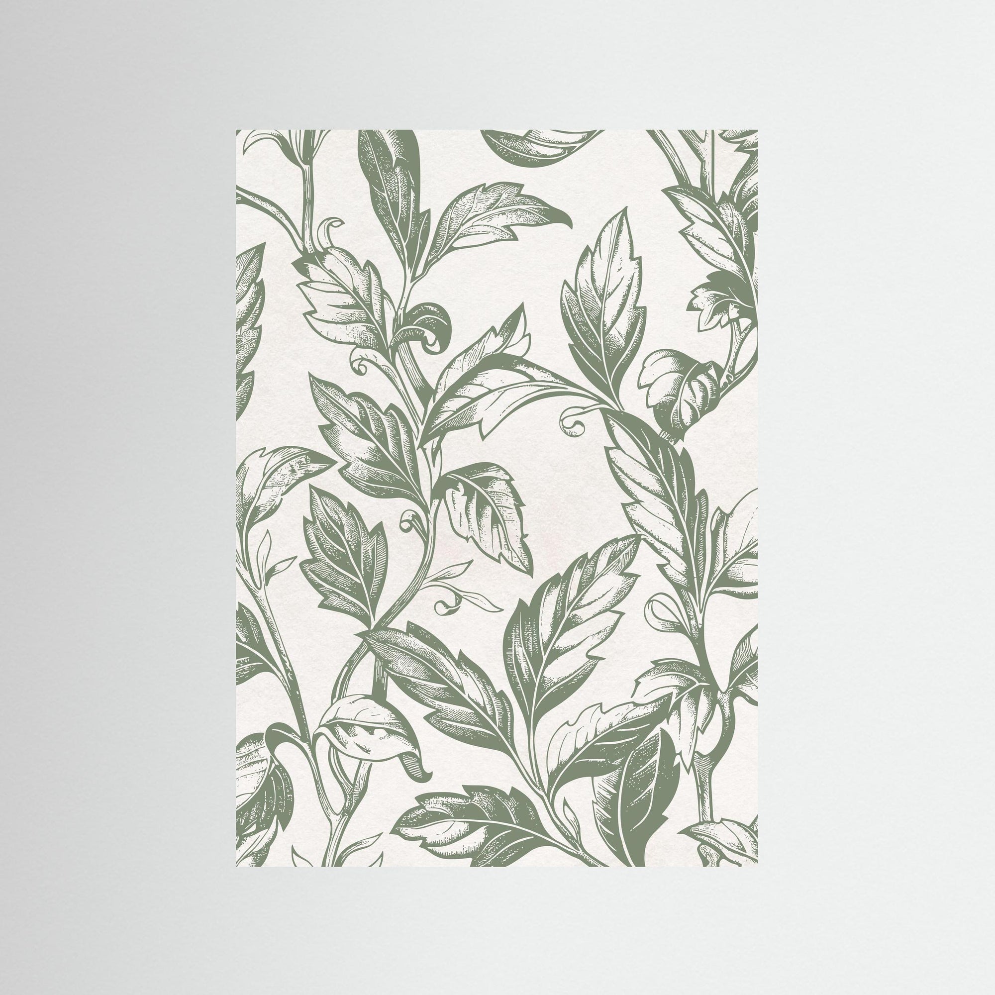 Botanical Green Leaves Art | Nursery & Kids Room Wall Art No Frame
