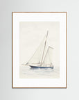 Sailboat Wall Art Print Oak Nature White