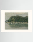 Vintage European Riverside Village Landscape Fine Art Print No Frame Freja