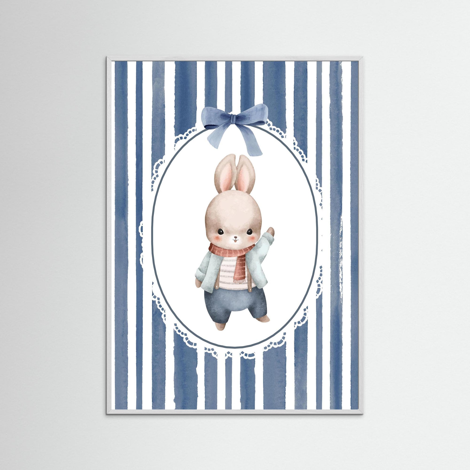 Bunny Illustration | Boys Room &amp; Nursery Wall Decor White Wood