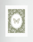 Green Butterfly Botanical Art Print | Children's Room Decor No Frame White