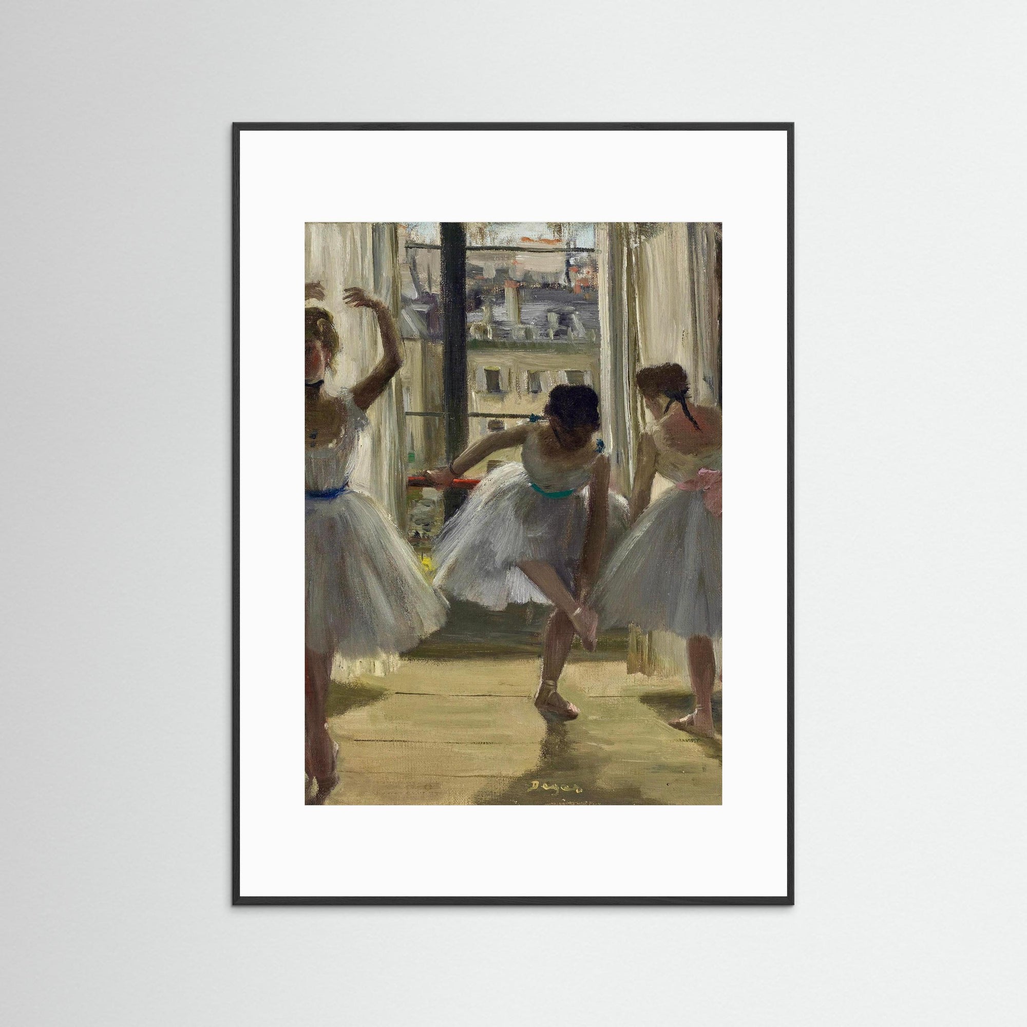 Three Dancers in an Exercise Hall by Edgas Degas Black Wood White