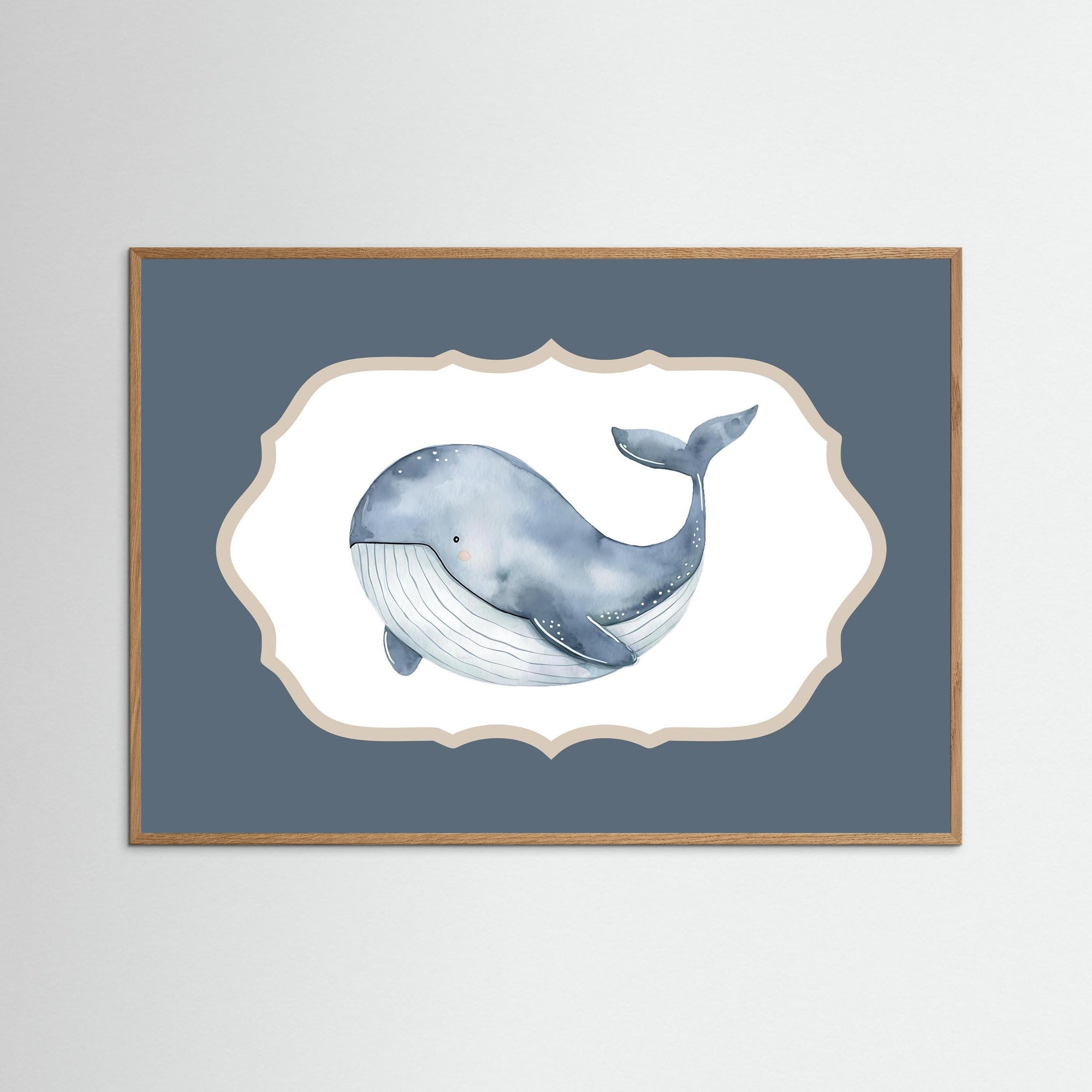 Blue Whale Watercolor Art | Kids Room &amp; Nursery Decor Oak Nature