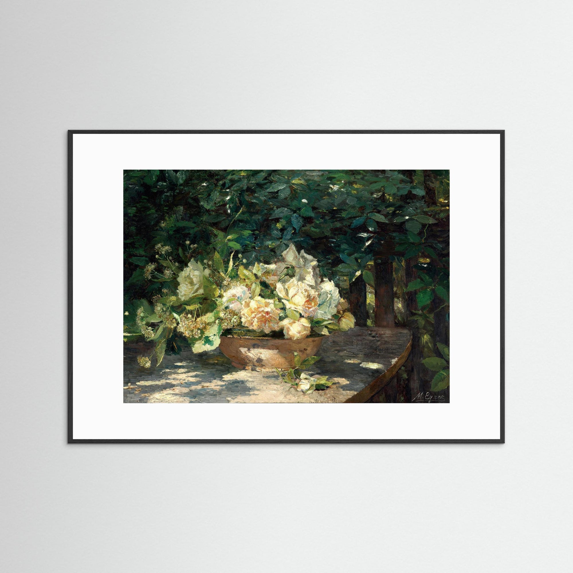 Garden Gathering Floral Artwork Black Wood White