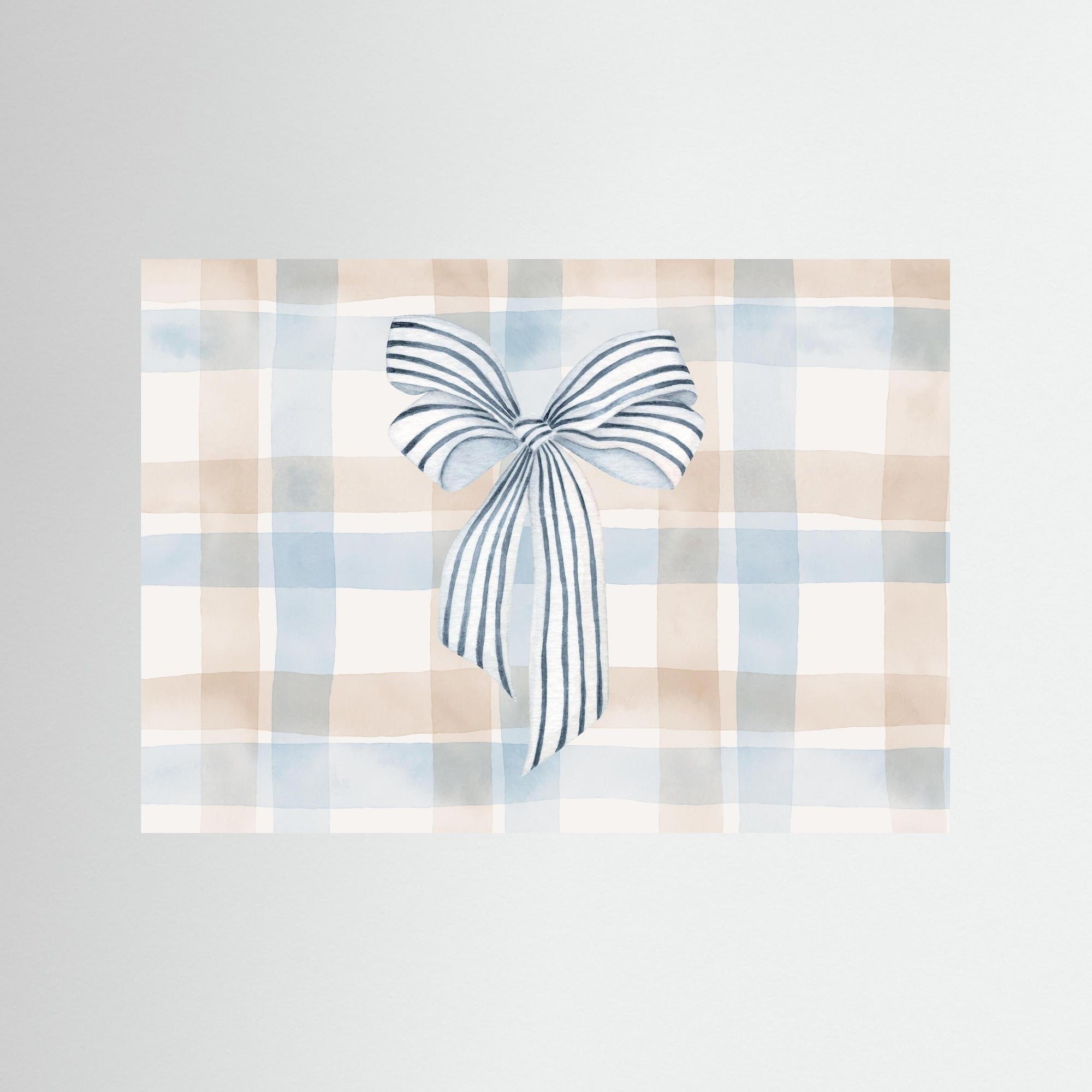Striped Bow Illustration | Nursery & Girls Room Wall Art No Frame