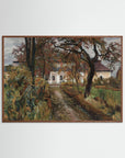 Cottage Landscape Art Print Oak Dark No border
