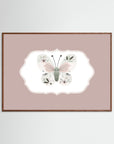 Butterfly Pink Art Print | Children's Room & Nursery Wall Art Oak Dark