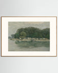 Vintage European Riverside Village Landscape Fine Art Print Oak Nature Freja