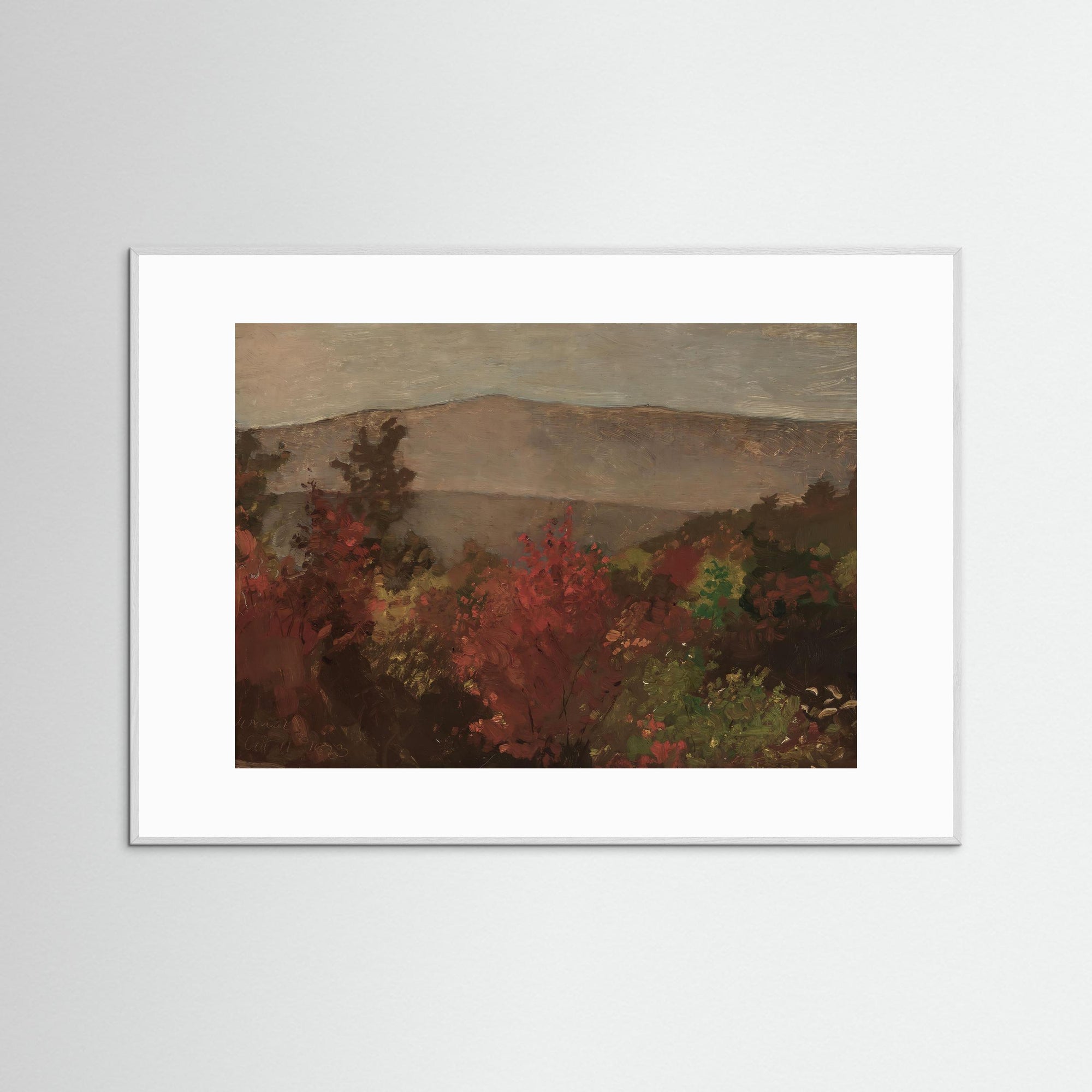 Fall Mountain Scenic Fine Art Print White Wood White