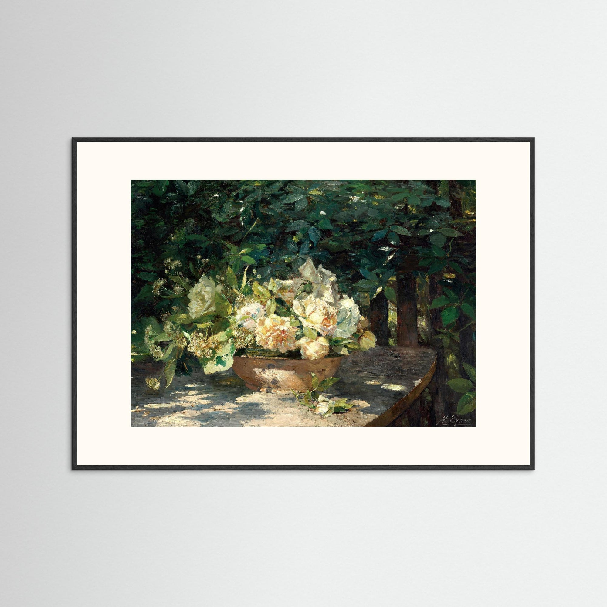 Garden Gathering Floral Artwork Black Wood Freja