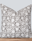 Dara Floral Block Printed Pillow Cover | Dark Grey