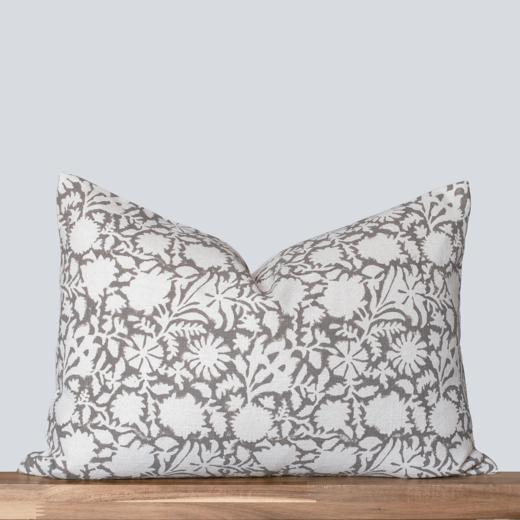 Lumbar White Printed Pillow