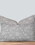 Camille Floral Block Printed Pillow Cover | Grey | Lumbar