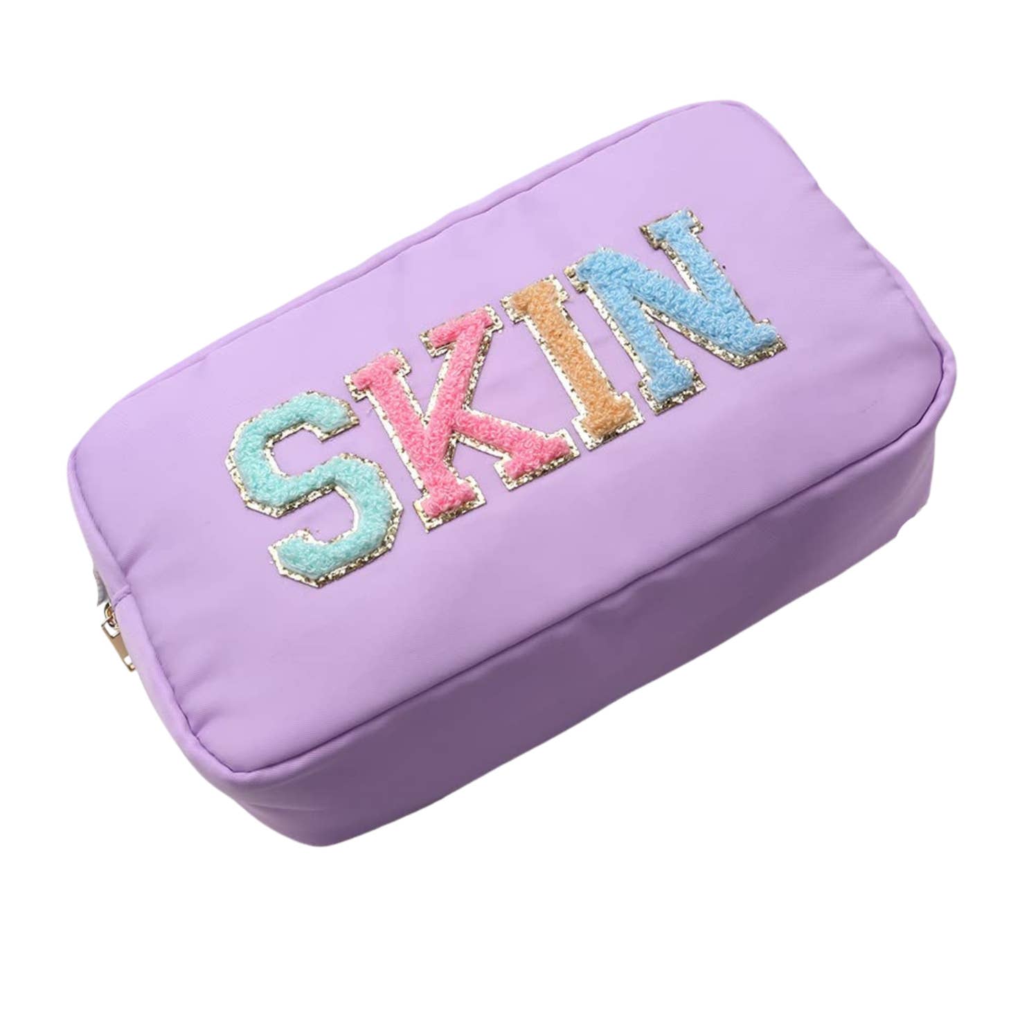 Purple Travel Bag With Trendy Patch Letters | Skin