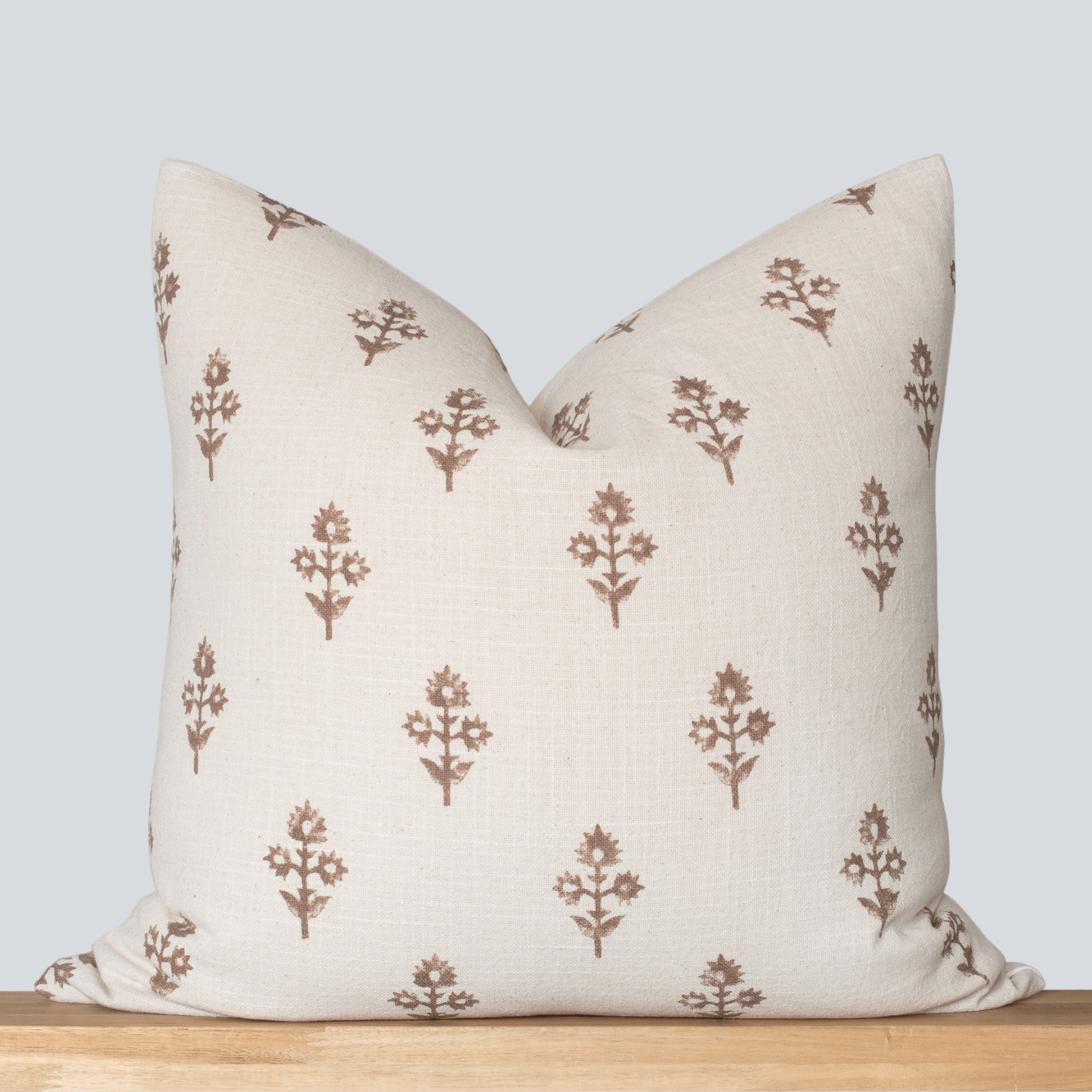 Brown Lumbar Floral Print Pillow Cover