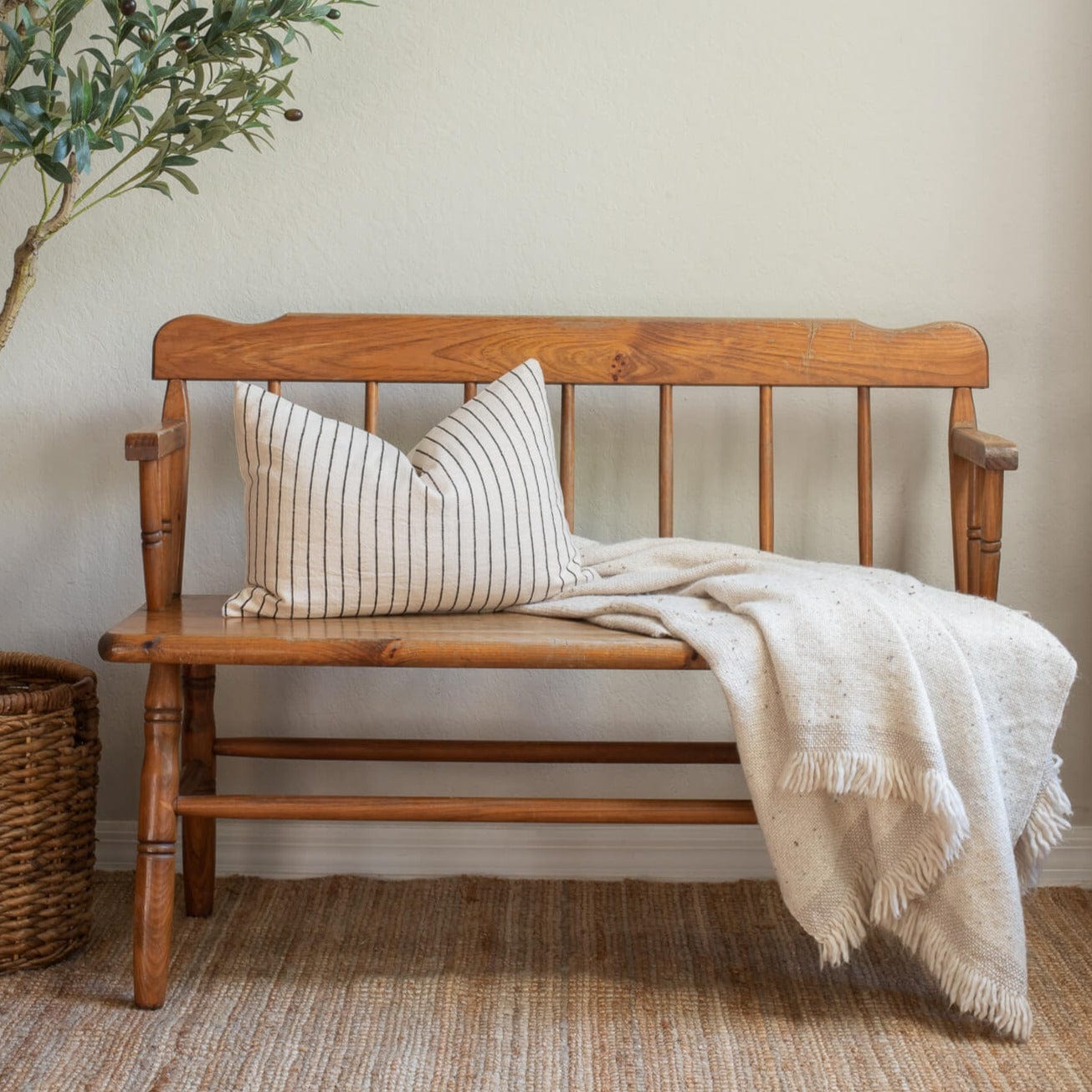 Córdoba Striped Block Printed Pillow Cover | Black | Lumbar