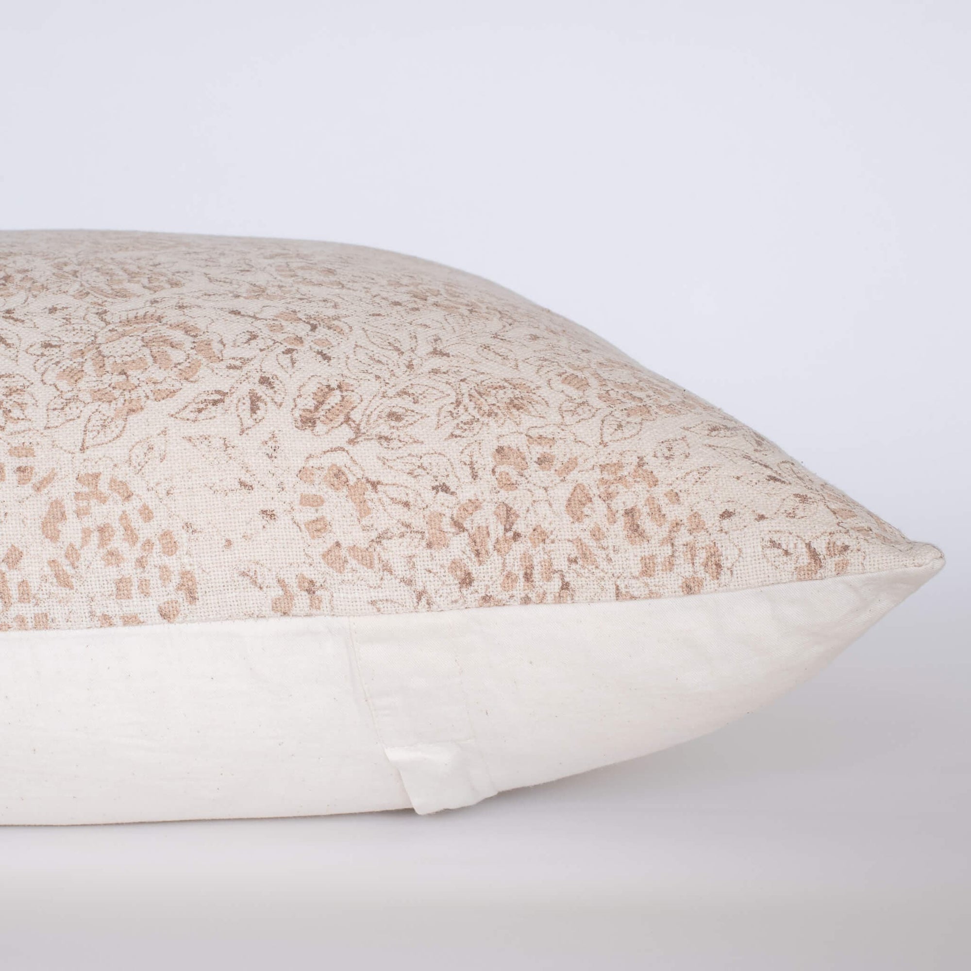 Abril Floral Block Printed Pillow Cover | Rose | Lumbar