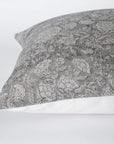 Camille Floral Block Printed Pillow Cover | Grey | Lumbar