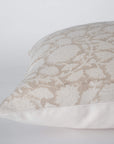 Luana Floral Block Printed Pillow Cover | Beige, Light Brown | Lumbar