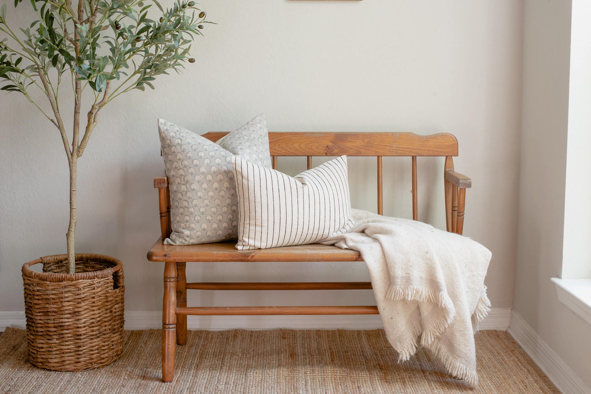 Córdoba Striped Block Printed Pillow Cover | Black | Lumbar