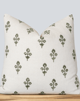 White and Green Floral Print Pillow Cover