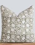 Jardim Floral Block Printed Pillow Cover | Olive