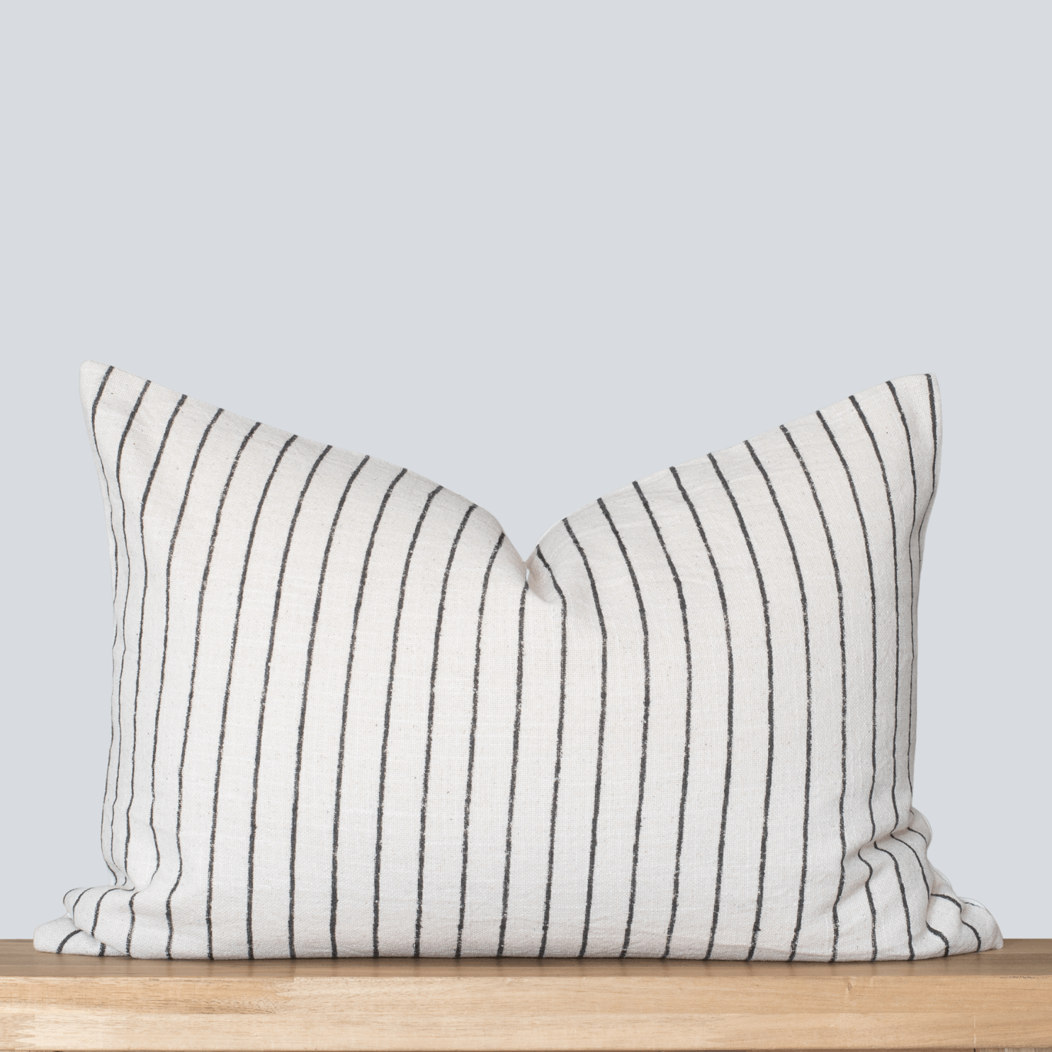 Córdoba Striped Block Printed Pillow Cover | Black | Lumbar