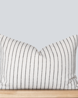 Córdoba Striped Block Printed Pillow Cover | Black | Lumbar
