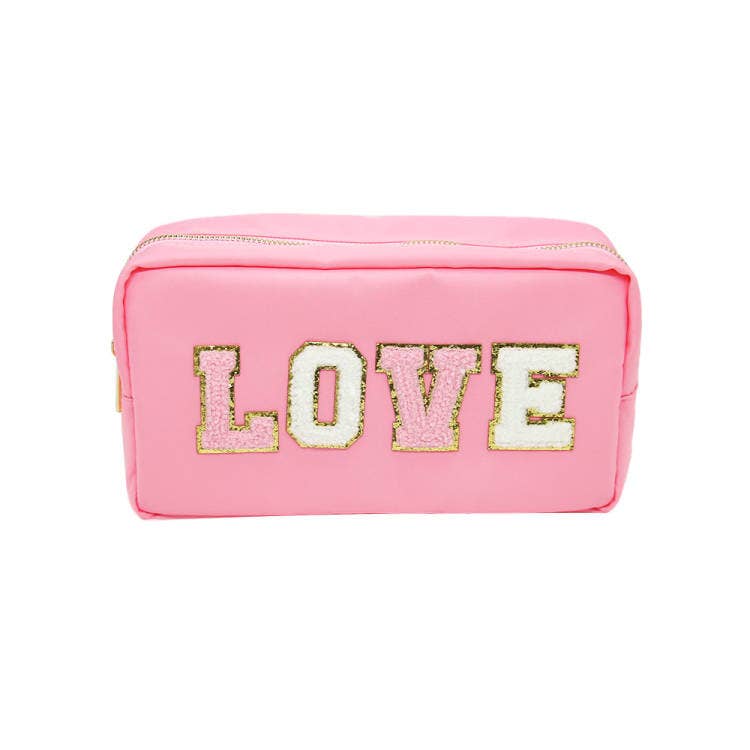 Pink Travel Bag With Trendy Patch Letters | Love