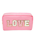 Pink Travel Bag With Trendy Patch Letters | Love