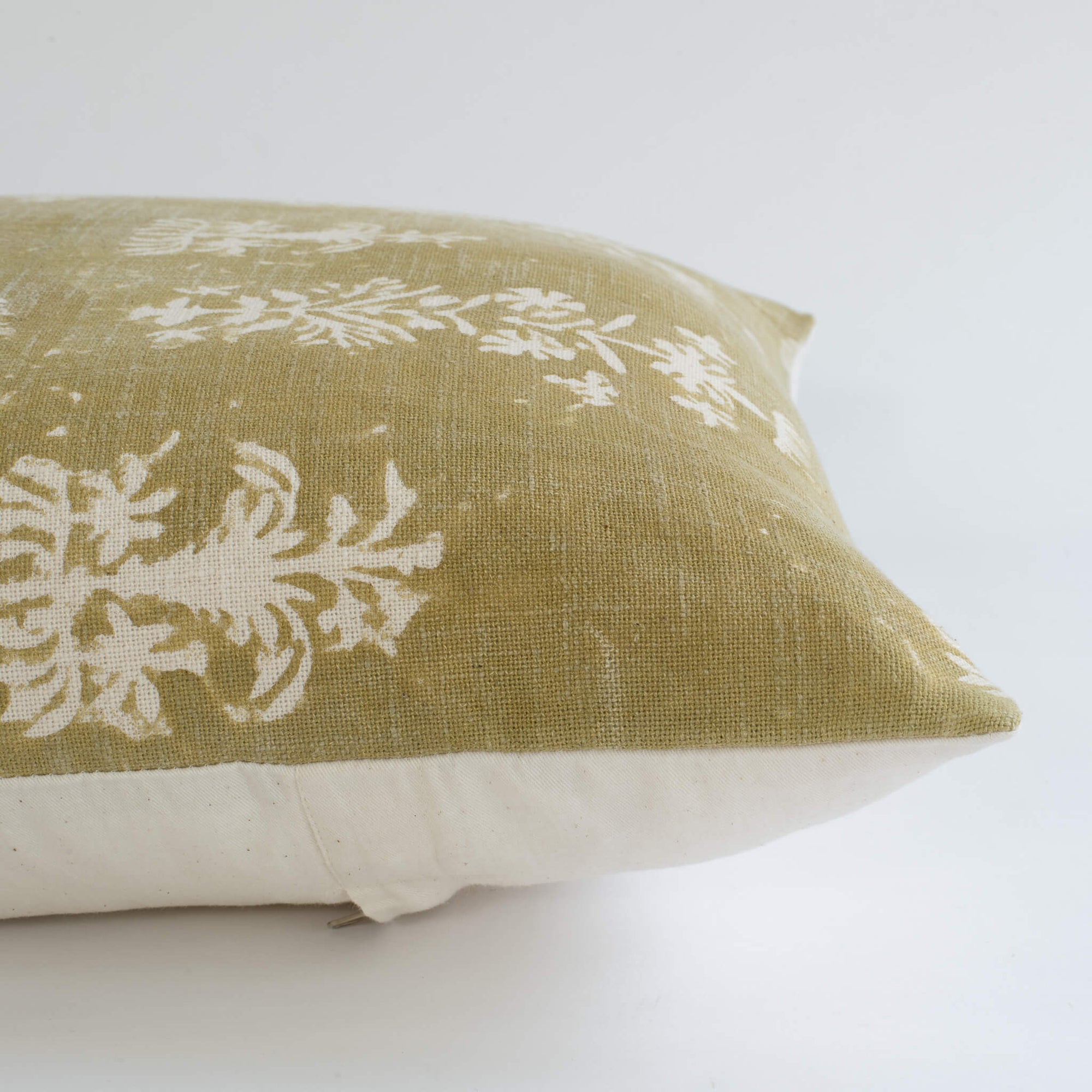 Brisa Floral Block Printed Pillow Cover | Moss Green