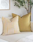 Campos Striped Hand Block Printed Pillow Cover | Mustard - Apartment No.3