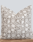 Dara Floral Block Printed Pillow Cover | Warm Grey