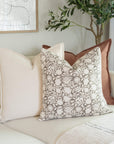 Dara Floral Block Printed Pillow Cover | Warm Grey