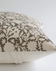 Dara Floral Block Printed Pillow Cover | Warm Grey