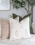 Ella Floral Block Printed Pillow Cover | Light Brown + Terracotta Detail - Apartment No.3