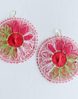 Ñanduti Earrings | Floral Handmade Earrings in Fuchsia, Green and White - Apartment No.3