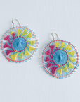 Ñanduti Earrings | Floral Handmade Earrings in Turquoise, Yellow and Fuchsia - Apartment No.3
