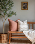 Pilar Floral Block Printed Pillow Cover | Olive, Light Brown, Tan - Apartment No.3